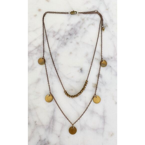 ME TO WE Brass Gold Medallion Layered Necklace - Picture 1 of 4